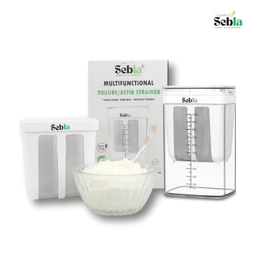 Image of Sebla Multipurpose Yogurt Filter Strainer with Scale Mark (1100 mL) │ Hung Curd Maker │ Greek Yoghurt │ Hung Curd Strainer Box │ Greek Yogurt Maker │ Dahi Filter │ Kefir Strainer Box BPA-Free