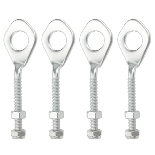 Briny River Lot de 2 paires de tendeurs de chaîne de 12 mm avec écrous pour quad, moto tout-terrain 110 cc 125 cc Argenté