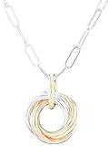 Dainty Tricolor Love Knot Pendant Necklace with 925 Sterling Silver and 14K Yellow and Rose...