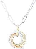 Dainty Tricolor Love Knot Pendant Necklace with 925 Sterling Silver and 14K Yellow and Rose Gold-Filled Circles Everyday Jewelry Gift Idea for Women - 20'