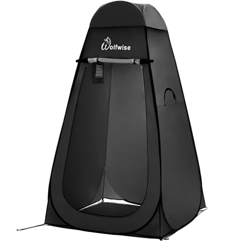 Image of Wolfwise Pop Up Changing Tent Pro for Camping, Portable Shower Tents with Removable Floor & Rain Fly, Outdoor Silver Coating Privacy Toilet Bathroom Dressing Instant for Beach