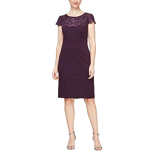 Image of Alex Evenings Women's Short Embroidered Cocktail Dress, Wedding Guest (Petite and Regular Sizes)