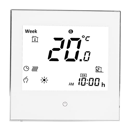 Termostato vocale, termostato programmabile 5A, display LCD, touch screen, riscaldamento caldaia, termostato, temperatura ambiente, termostato programmabile per uso domestico (WHITE)