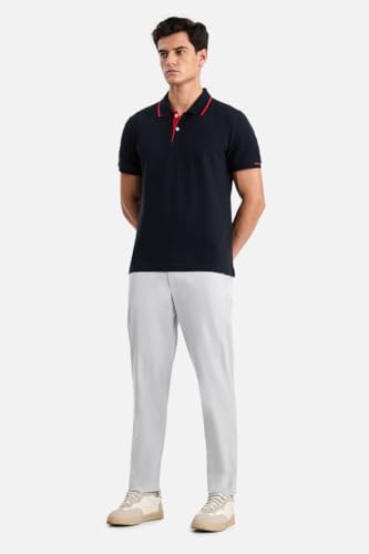 Image of SNITCH Men Trousers Casual Wear | Regular Fit Mid Rise Straight Leg Solid Pattern | Durable Polyester & Plain Weave Fabric for Daily Use & Office Outings