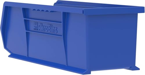 Akro-Mils 30234 AkroBins Plastic Storage Bins, Space-Saving Stackable Bins for Garage, Pantry, Craft Organization, 37,5 cm x 14 cm x 12,7 cm, Blau, 12er-Pack