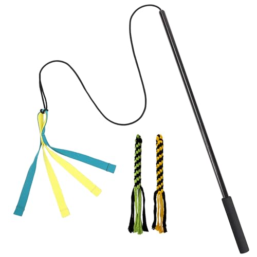 Flirt Pole for Dogs, Interactive Dog Toys Teaser Wand Play Pole with Fleece Rope Lure Chewing Toy for Small Medium Large Dogs Puppy Outdoor Exercise & Training