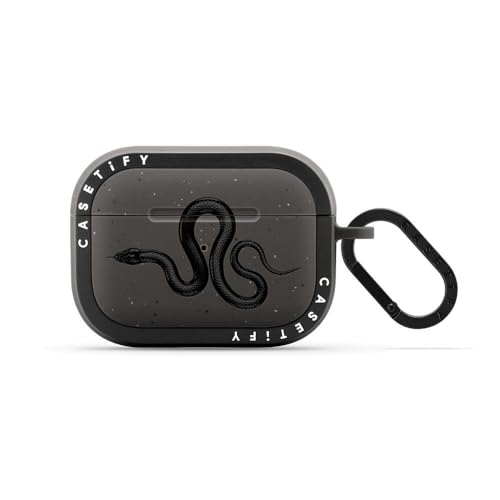Coque AirPods Pro CASETiFY Bounce anti-choc - Protection serpent royal noir mat avec anneau
