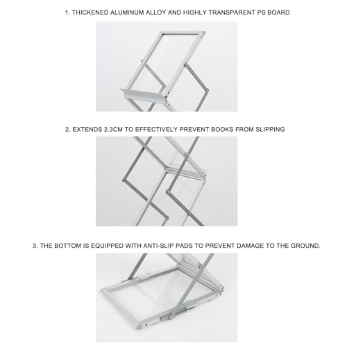 Présentoir à brochures pliable à 4 compartiments en métal argenté - 4