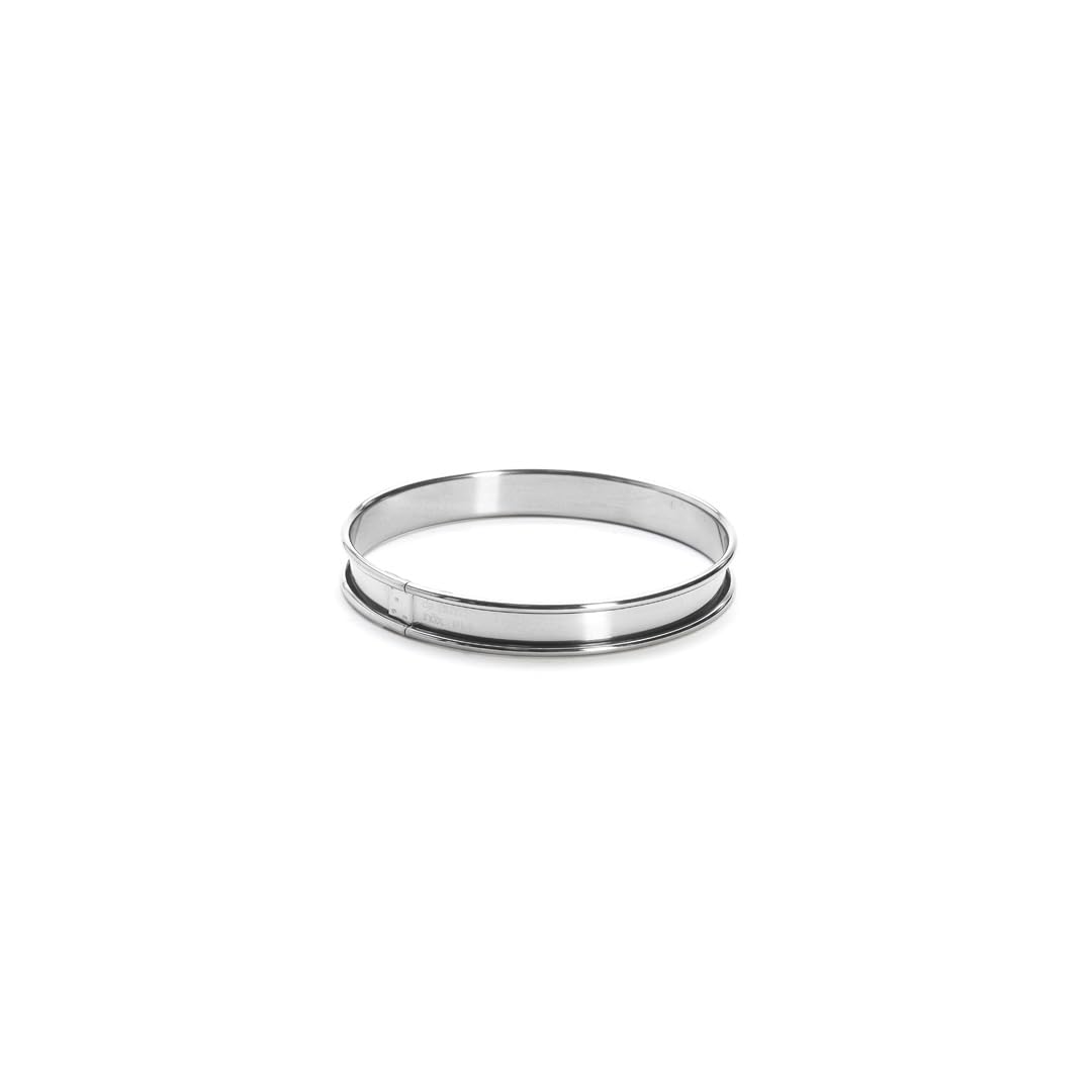 DE BUYER Circular Tart Frame with Rolled Edge, Stainless Steel, Height 2cm Diameter 12 cm, Stainless Steel, other, 14 cm