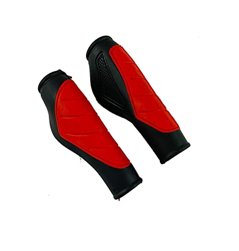 Image of Cycle Handle Grip Set 12.5cm Dual Color Non Toxic Soft Rubber Anti-Slip MTB /City Bicycle Bike Multicolor (Red)