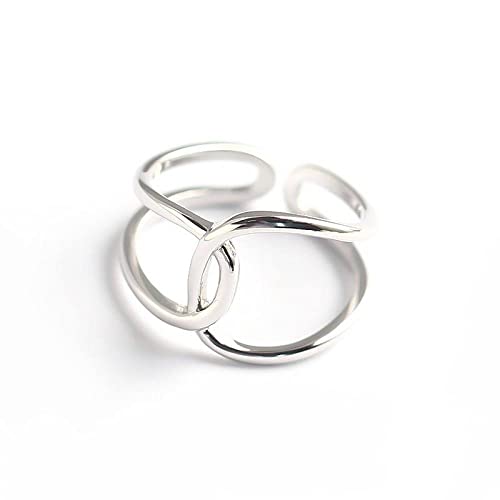 Bague ajustable pour femme tendance double couche croisée anneau ouvert