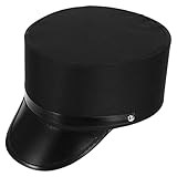 CIMAXIC Gorro de Conductor de Tren Negro, Gorra de maquinista Tipo Pastillero, Accesorio fotográfico, Accesorio de Disfraz ferroviario Vintage para Halloween, desfiles, Teatro y Eventos Retro.