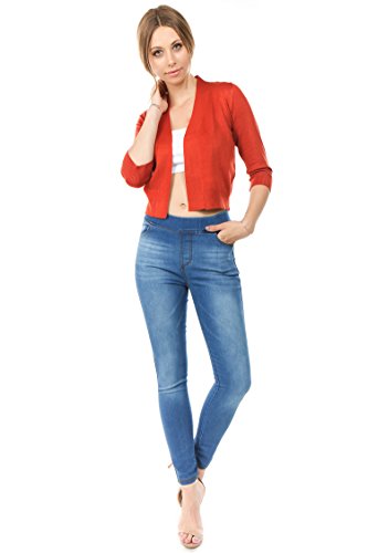 Image of Cielo Women's Soft Solid Open Front 3 /4 Sleeve Sweater Cardigan