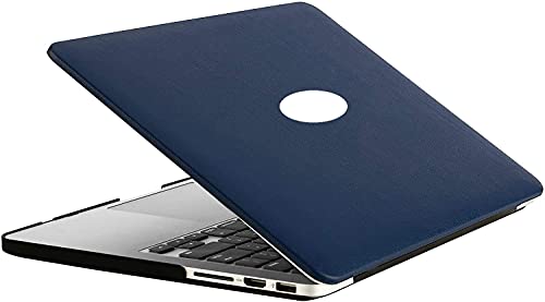 Image of SwooK PU Leather Surface Case Cover for MacBook Pro 16 Inch 2019 2020 Release A2141 MacBook Pro 16 Inch Hard Shell Cover Case, Navy Blue