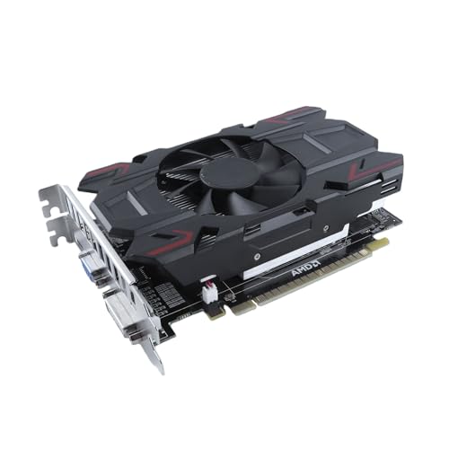 Carte Graphique de Jeu, HD6770 4 Go DDR5 128 Bits PCI Express 2.0 16X Slot HDMI DVI VGA Interface, Carte Graphique D'ordinateur avec Ventilateur Unique (HD6770 4 Go DDR5)