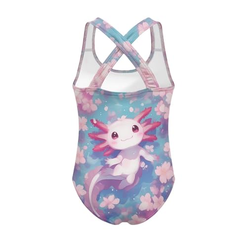 Image of Xpyiqun Swimsuit for Girls One Piece Bathing Suits Size 5-14 Sleeveless Swimwear Cross Shoulder Strap Swimming Wear