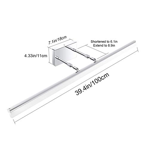 Image of Aipsun 40 inch Modern LED Vanity Lights Adjustable Bathroom Light Fixtures Over Mirror Chrome Vanity Lighting 5500K