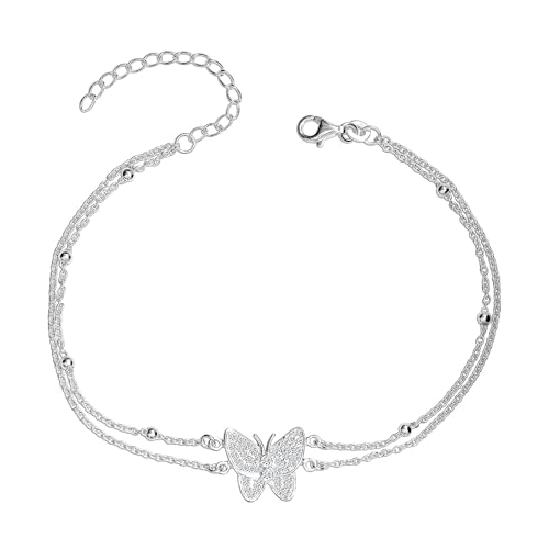 Image of TRUESILVER ACPL 925 Sterling Silver Anklets for Women | BIS Hallmarked Adjustable Chain Anklet with Charms | Beach Foot Jewelry | 1 Piece