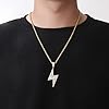 Kawailay Lightning Bolt Necklace Lighting Thunder Necklace Punk Biker Rock Hip Hop Pendant Necklace for Men Women #2