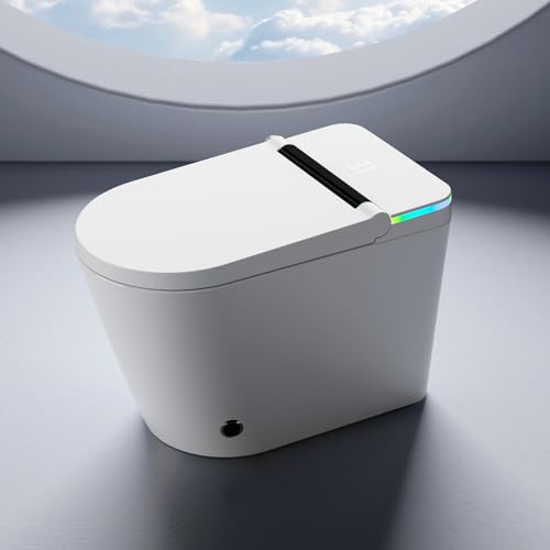 Tankless Smart Toilet with Built-In Bidet, Heated Seat, Warm Water and Dry, Simple Installation, with Foot Sensor and Night Light, Auto Flush, Auto Open & Close Lid, Wireless Remote Control - Thumbnail 3