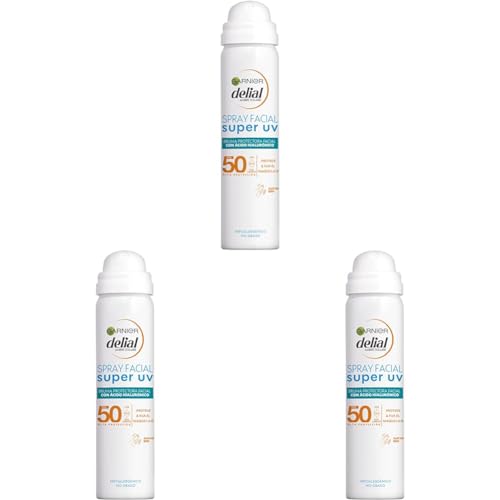 Garnier Delial Sensitive Advanced - Bruma Facial Hidratante Protector Solar IP50+ - sprays y rocíos,75 ml (Paquete de 3)