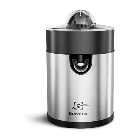 Eurolux Electric Orange Juicer, Sleek Effortless Citrus Juice Squeezer for Lemon, Lime, Grapefruit | Powerful Motor, Easy to Clean, Removable Dishwasher-Safe Parts Cover