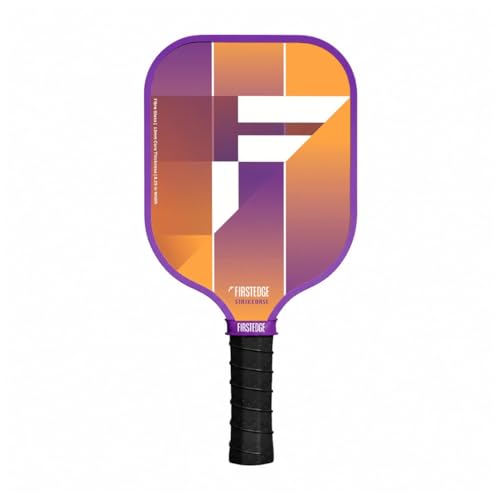 Image of StrikeBase Fibreglass Pickle Ball Racket | Wide Body Pickleball Paddle | Grit Painted Surface | Dual-Tone Edge Guard | Lightweight (Sunset Orange)-13MM
