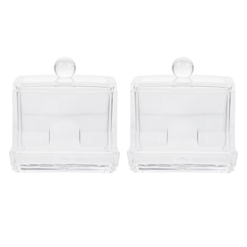 DEARMAMY Contenedor para Hisopos de Algodón Transparente 2 Piezas Tapa Hermética Caja Organizadora para Algodón Desmaquillante y Bastoncillos Almacenamiento Práctico para Baño y Hogar