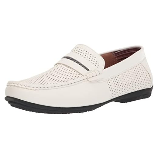 STACY ADAMS Men's Corby Slip On Driving Style Loafer, White, 12
