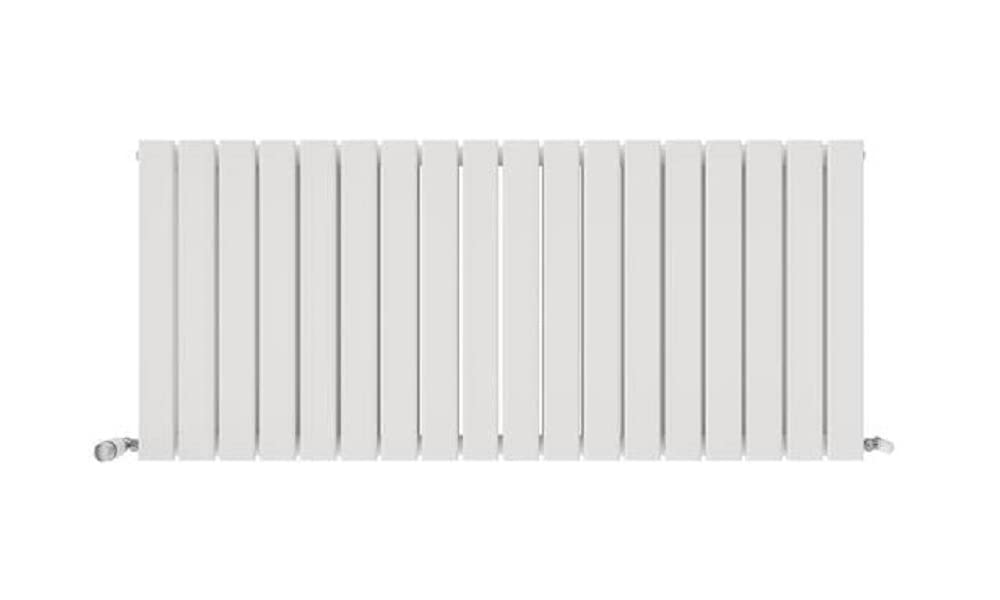 iBathUK Apex Wall Mounted Horizontal Double Slim Flat Panel Radiator, 18-Column Steel, Hydronic Central Heating, High Thermal Output, Modern Designer Radiator for Bathroom in Matt White, 600x1368 mm