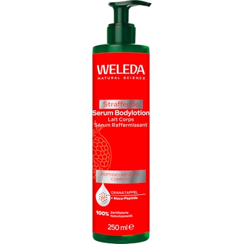 WELEDA Bio Straffende Serum Bodylotion - Naturkosmetik Granatapfel Körperpflege Lotion mit Sheabutter strafft die Haut. Natürliche Körperlotion für strahlend glatte Haut (vegan, 250ml)