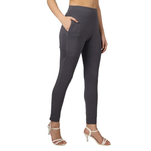 ON&ON Women's Cotton Stretchable Slim Fit Straight Pants Trouser ...