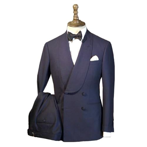 Men's Double Breasted Suit Two Pieces Business Wedding Prom Shawl Lapel Jacket and Pants3