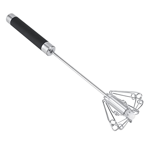 Stainless Steel Whisk Hand Egg Blender, Egg Mixer, Stainless Steel Anti Rust Durable Rotatable Manual Whisk Egg Beater Milk Frother Cream Mixer Cooking Tool for Blending, Whisking