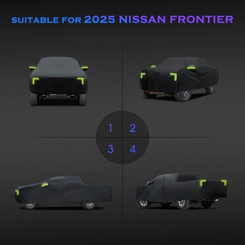 Image of Pickup Truck Cover Custom Fit for Nissan Frontier 2004-2026, 6 Layers Truck Cover Waterproof All Weather for Automobiles,Outdoor Full Exterior Cover,Rain, Sun, Wind Protection,Black
