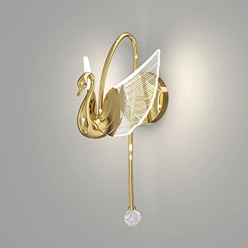 Image of Harold Electricals Swan Wall Light |Luxury Wall Sconce Lamp | Modern Acrylic Lighting Fixtures for Bedroom, Bedside, Living Room,Lobby, cafe & Home Decor - Golden(Inbuilt LED)