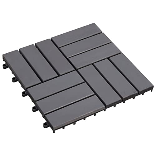 Homgoday Terrace Tiles 10 pcs Wood Acacia Grey Wash 30