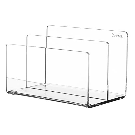Kantek Clear Acrylic Mini File Sorter, 2 Section File Holder, 6" x 3.8" x 3.9", Desk Organizer, Non-Skid Feet, Desk Accessory