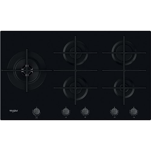 WHIRLPOOL GOWL 958/NB Plateau de cuisson à gaz 5 feux précis FLAME IXELIUM Verre couleur noir