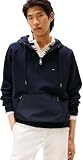 Tommy Hilfiger Herren Hoodie mit Reißverschluss Mix Media 1/4 Zip Verschließbare Bauchtasche, Blau (Desert Sky), XXL