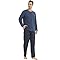 KROFZOPW Mens Pajama Set Soft Long Sleeve Fleece Henley Shirt & Flannel Plaid Lounge Pants Cozy Sleepwear Casual Pjs