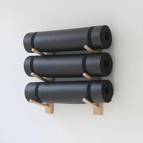 Imagen de DFANCE Yoga Esterilla Soporte Montaje Pared Estante para Esterillas de Yoga Madera Maciza