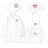Ensemble De Déguisement De Médecin 4 Pièces Pour Kit Éducatif Avec 2 Blouses, 2 Bonnets Et...