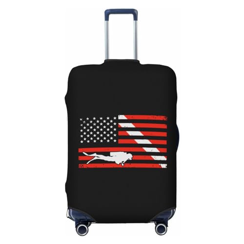 Vintage American Diver Down Flag Scuba Diving Travel Luggage Cover Suitcase Protector Fits 18-32 Inch Luggage