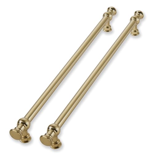 CABDM 2 Pack 12 Inch Hole Center Brushed Brass Cabinet Pulls-Heavy Duty Solid Cabinet Handles Suitable for Cabinets, Dressers, Kitchens and Bathroom cabinets