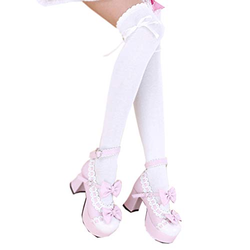 Image of Women's Thigh High Socks Lolita Gothic Over Knee Stocking Lace Up Thigh Stockings for Girls PTK12N