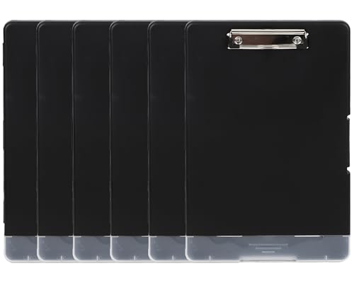 Porte bloc A4 NOVAGO lot de 6 clipboards noirs avec compartiment stylos intégrés