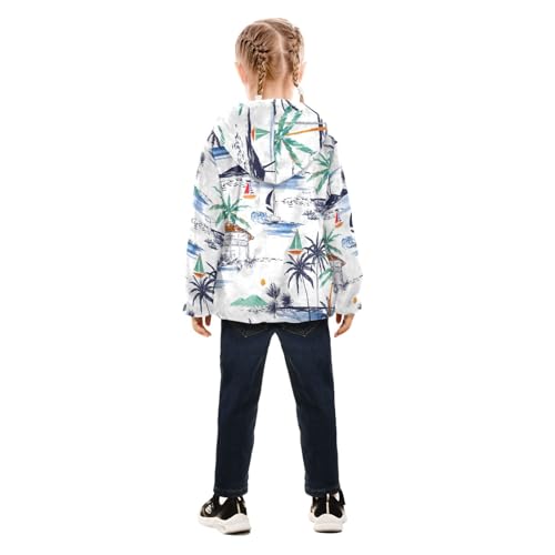 OTVEE Summer Palm Trees Boat Kids Hoodie Jacket Fall Spring Full Zip Warm Outwear Coat4