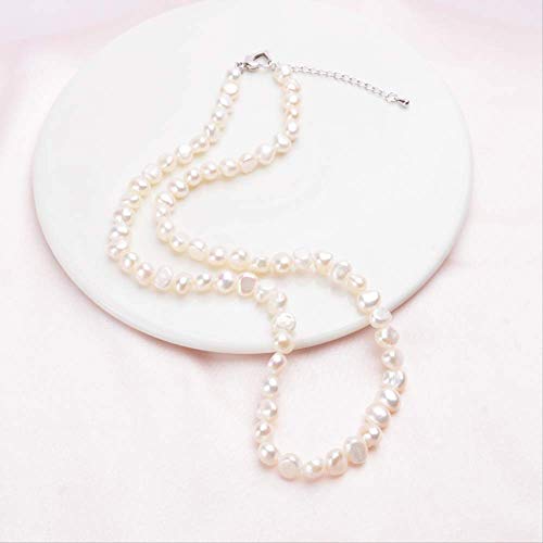 LW Collar de Perlas de Agua Dulce Real para Mujeres Joyas de Perlas barrocas Naturales clásicas