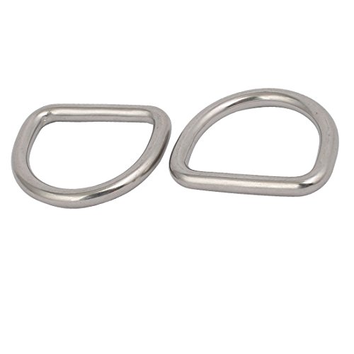 sourcingmap 25mmx22mmx4mm 304 Stainless Steel Thickening Welded D Ring Silver Tone 2pcs - Image 2